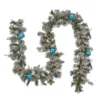 National Tree Company Pre Lit Artificial Garland,Tinkham Pine, Green, Frosted, Decorated With Blue Ball Ornaments, Warm White LED Lights, Battery Powered, Christmas Collection, 9 Feet