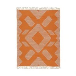 National Tree Company 4x6 Hand Woven Outdoor Rug, Papaya