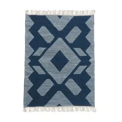 National Tree Company 4x6 Hand Woven Outdoor Rug, Indigo Blue