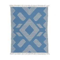 National Tree Company 5x7 Hand Woven Outdoor Rug, Dusty Blue