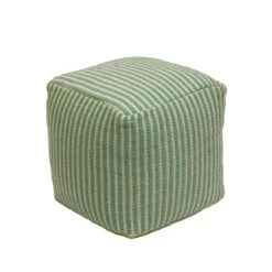 National Tree Company 16" Hand Woven Pouf Ottoman, Sea Mist
