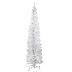 National Tree Company Pre-Lit Artificial Christmas Tree, White Tinsel, White Lights, Includes Stand, 7 Feet