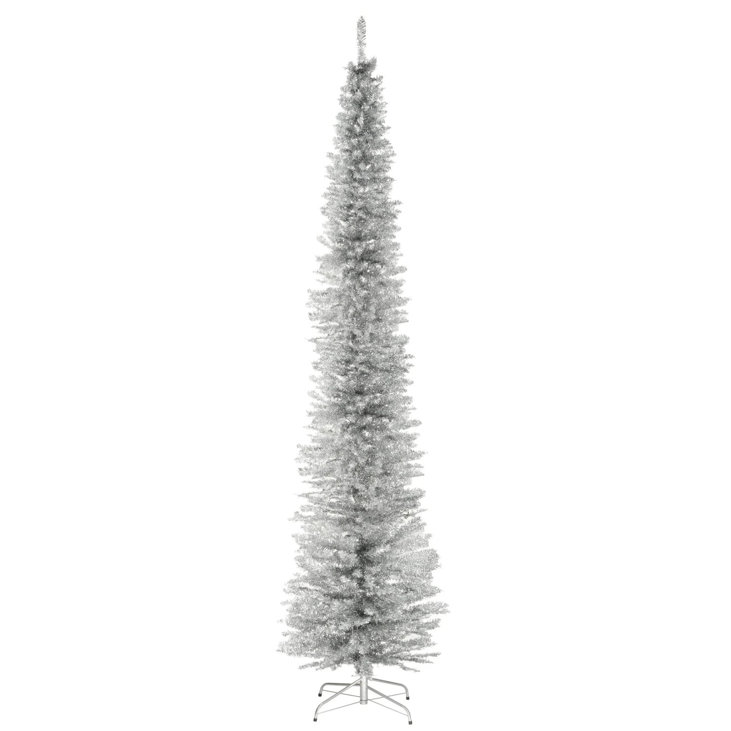 National Tree Company Artificial Christmas Tree, Silver Tinsel, Includes Stand, 9 Feet