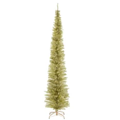 National Tree Company Artificial Christmas Tree, Champagne Gold Tinsel, Includes Stand, 9 Feet