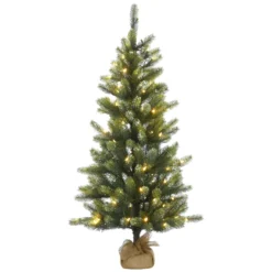 National Tree Company Pre-Lit Artificial Christmas Tree, Trinity Spruce, With Warm White LED Lights, Plug In, 4.5 Ft
