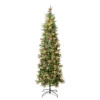 National Tree Company First Traditions Pre-Lit Virginia Blue Pine Slim Christmas Tree With Hinged Branches, Warm White LED Lights, Plug In, 7.5 Ft