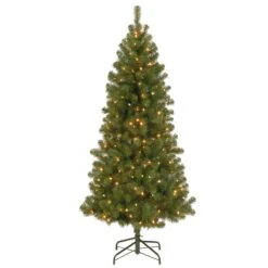 National Tree Company Pre-Lit Artificial Full Christmas Tree, Green, Canadian Fir Grande, White Lights, Includes Stand, 7 Feet