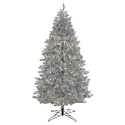 National Tree Company Pre-Lit Artificial Silver Christmas Tree, With Cool White LED Lights, Plug In, 7.5 Ft