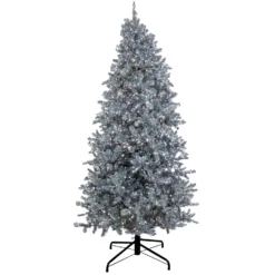 National Tree Company Pre-Lit Artificial Silver Christmas Tree, With Cool White LED Lights, Plug In, 9 Ft